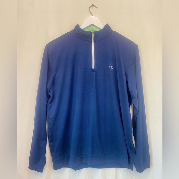 Rhoback Heathered Performance Golf Quarter-Zip Pullover Navy & Antigua Green XL - Picture 5 of 10